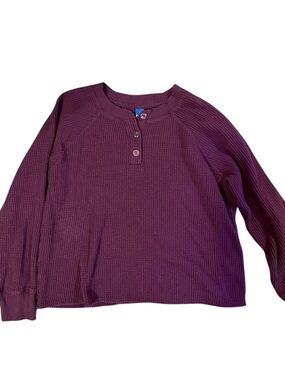 Old Navy Plum Waffle Knit Henley Top